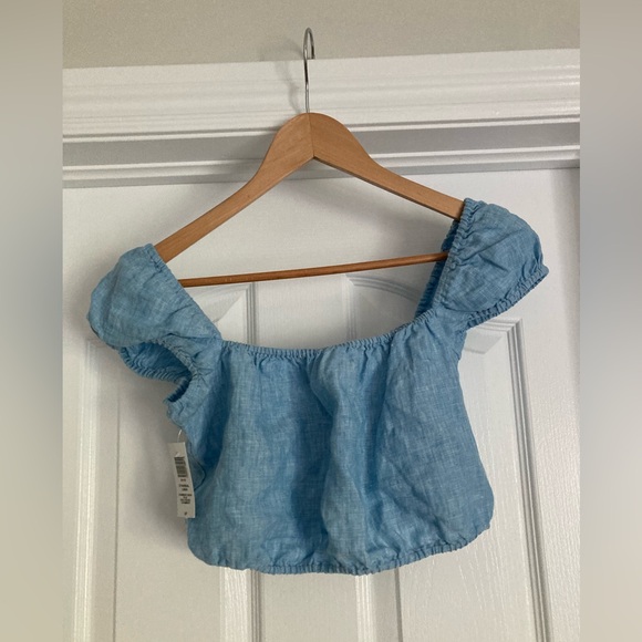 NWT Aritzia Wilfred “ethereal” linen top, chambray buoy blue, size S - Picture 5 of 15